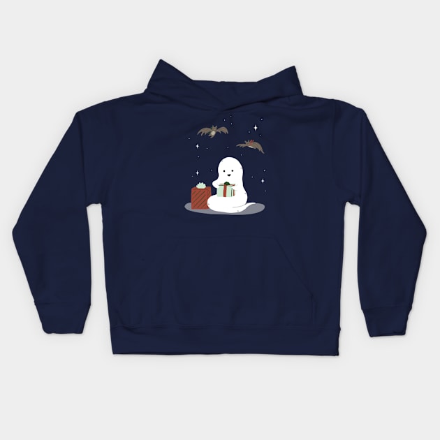 Ghost Bat Gifts Kids Hoodie by Little Spooky Studio